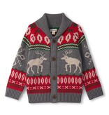Hatley Grey/Red Winter Elk Shawl Collar Cardigan