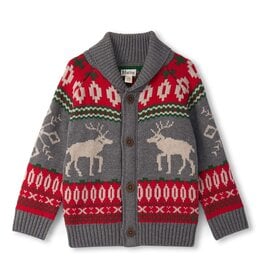 Hatley Grey/Red Winter Elk Shawl Collar Cardigan Hatley Grey/Red Winter Elk Shawl Collar Cardigan