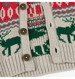Hatley Red/Green Winter Elk Shawl Collar Cardigan