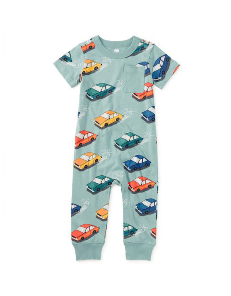 Tea Collection Vintage Cars Pocket Baby Romper
