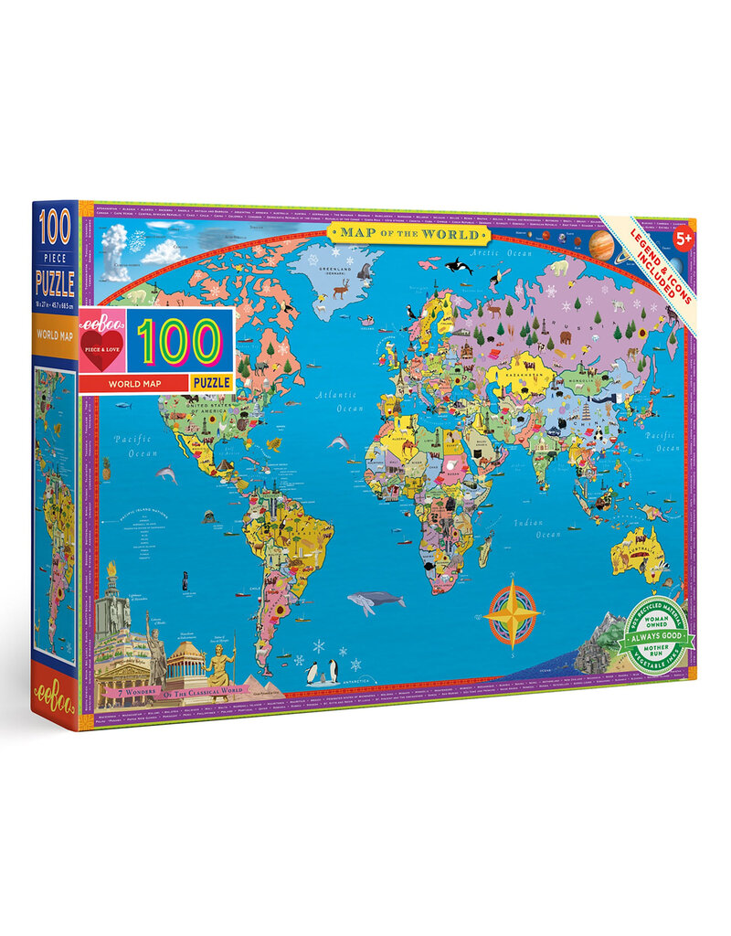 Eeboo World Map 100pc Puzzle 5y+