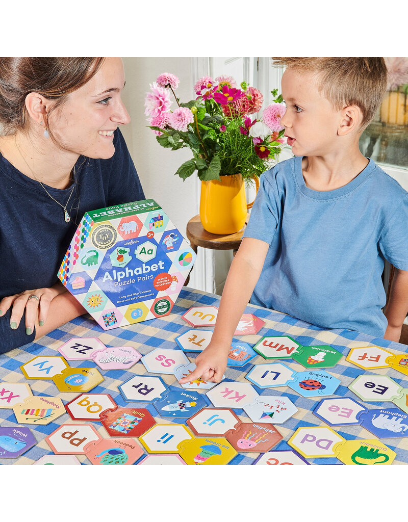 Eeboo Alphabet Hexagon Puzzle Pairs