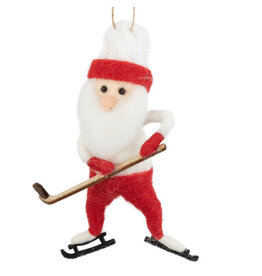 Felt Hockey Santa Ornament