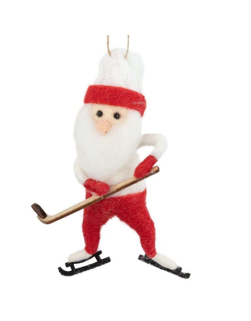 Felt Hockey Santa Ornament