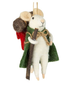Felt Hiking Mouse Ornament