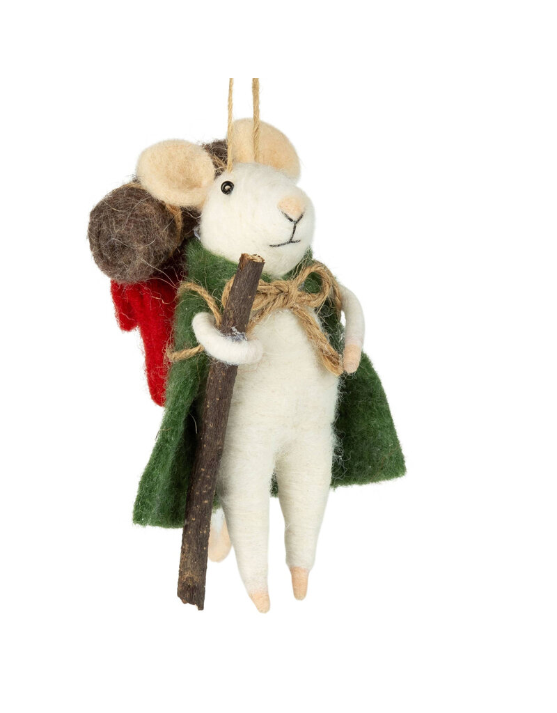 Felt Hiking Mouse Ornament