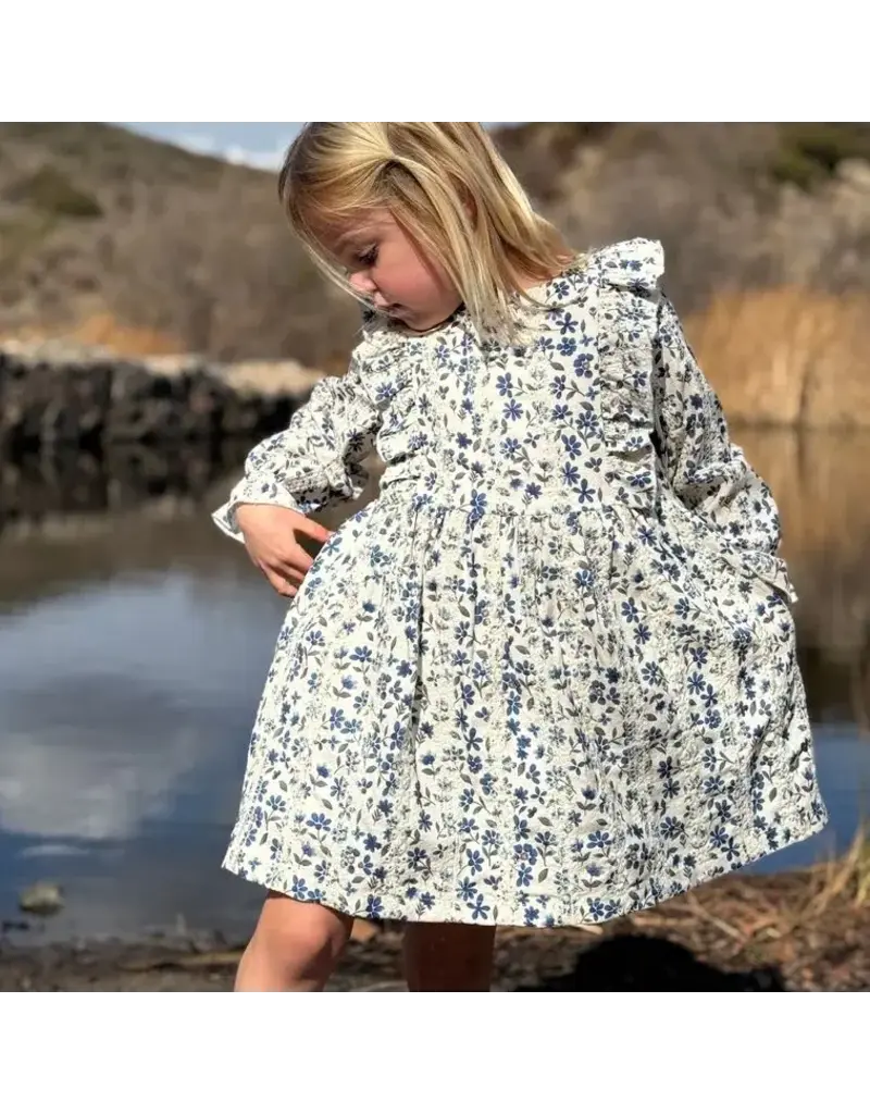 Vignette Sloane Dress Blue Floral Eyelet
