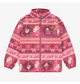 Souris Mini Pink Patterned Baby Fleece Jacket