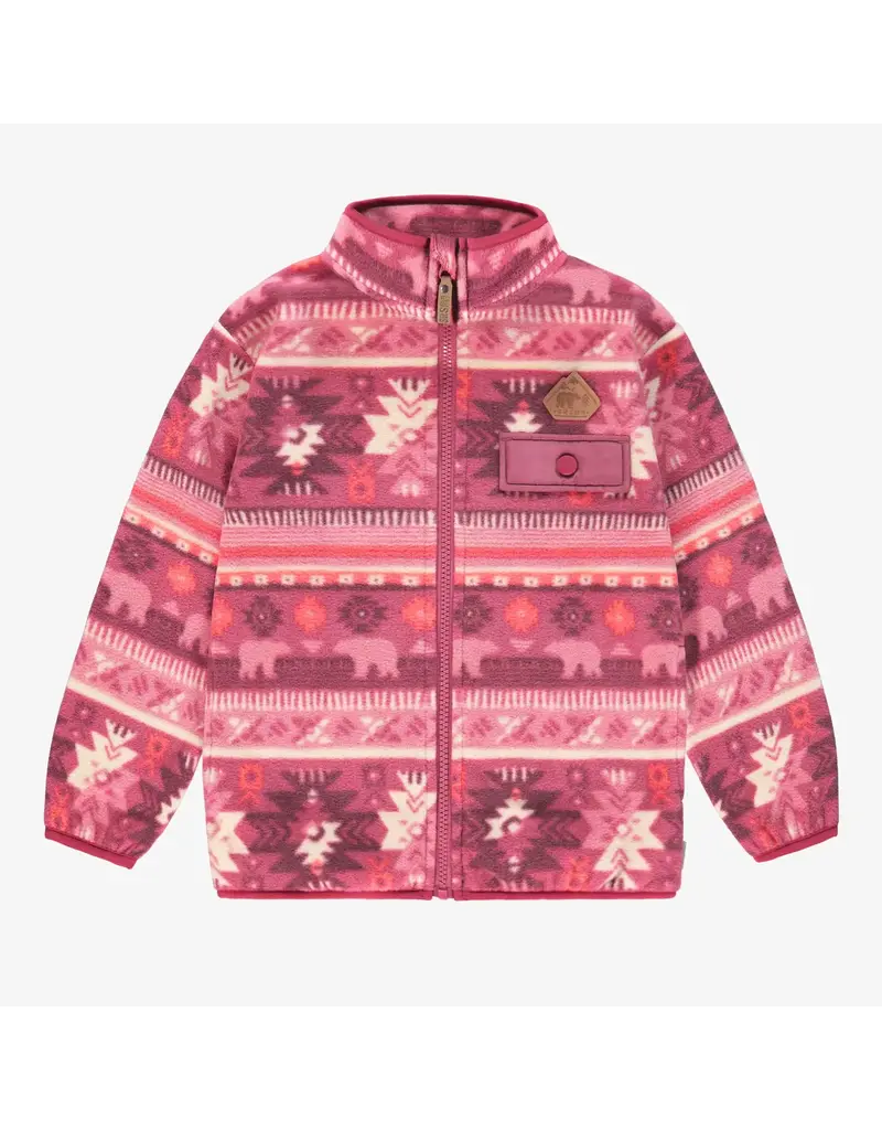 Souris Mini Pink Patterned Baby Fleece Jacket