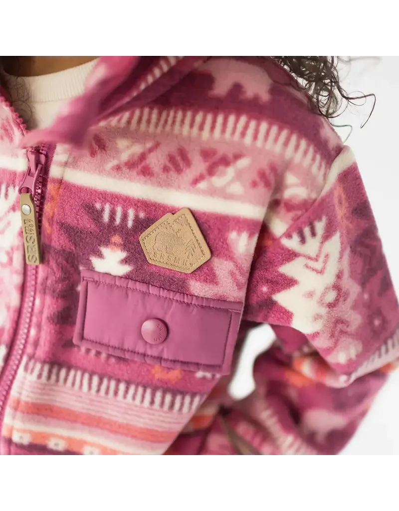 Souris Mini Pink Patterned Baby Fleece Jacket