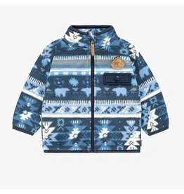 Souris Mini Blue Patterned Baby Fleece Jacket
