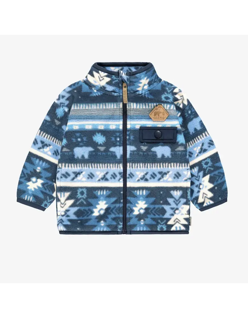 Souris Mini Blue Patterned Baby Fleece Jacket