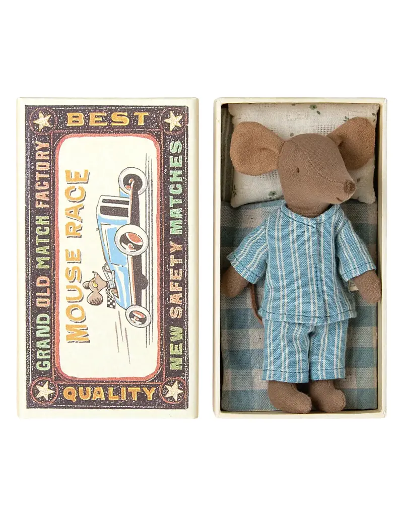 Maileg Mouse In Matchbox - Big Brother (Blue PJs)