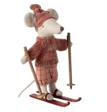 Maileg Winter Mouse with Ski Set, Big Sister - Rose