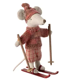 Maileg Winter Mouse with Ski Set, Big Sister - Rose