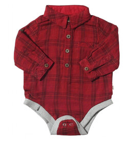 Me & Henry Jasper Woven Onesie Red/Black Micro Plaid
