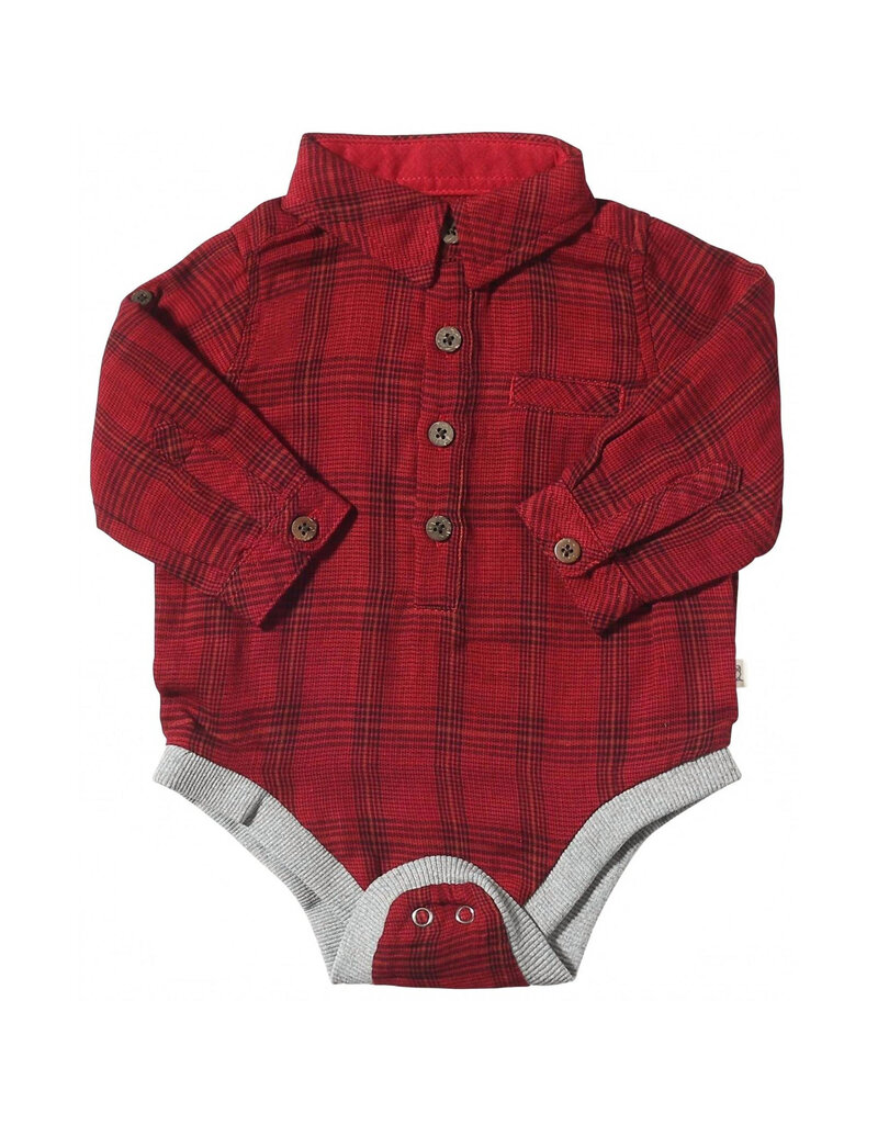 Me & Henry Jasper Woven Onesie Red/Black Micro Plaid