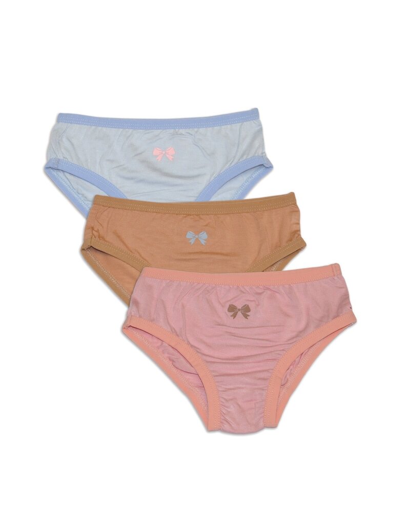 Silkberry Bamboo Girls Bikini Underwear (3 pack) Coral Blush/Toast/Magic Cloud
