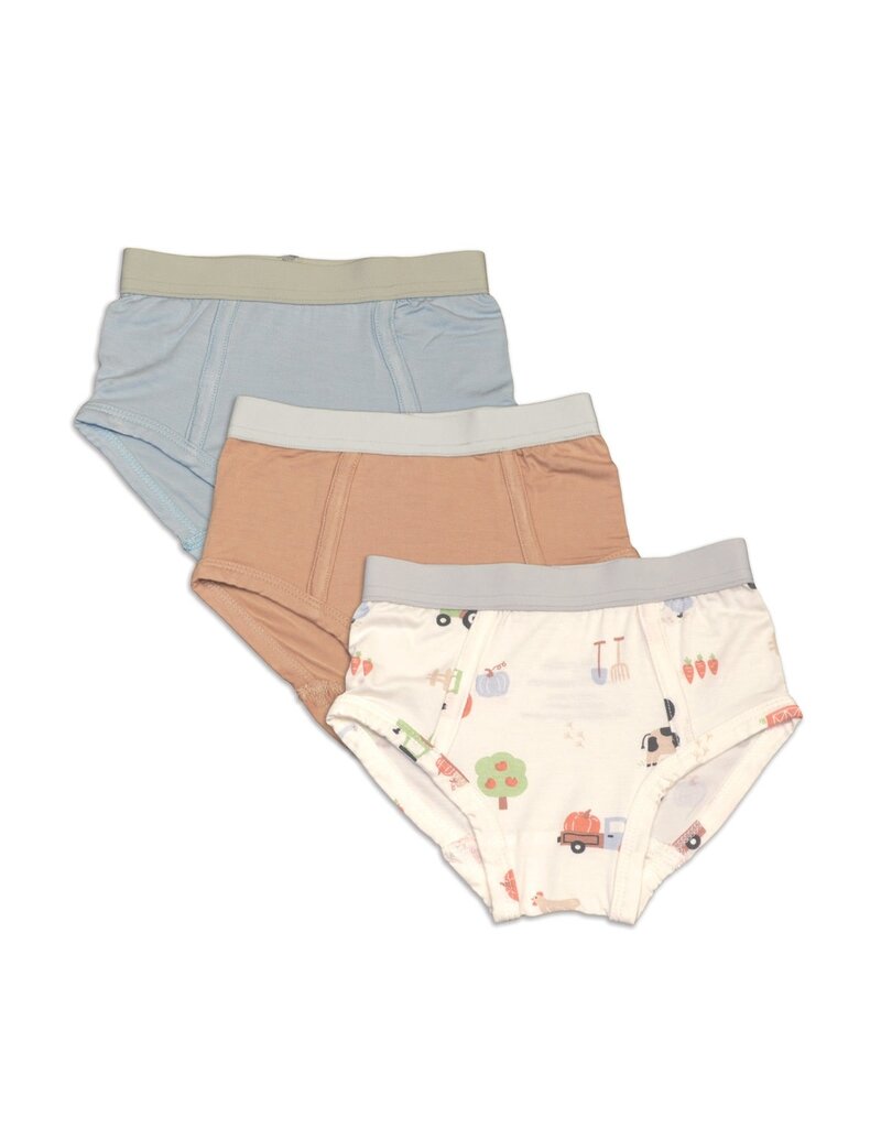 Silkberry Bamboo Boys Briefs (3 pack) Magic Cloud/Toast/Pumpkins Farm Print
