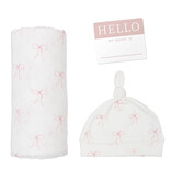 Lulujo Hello World Blanket & Knotted Hat - Bows