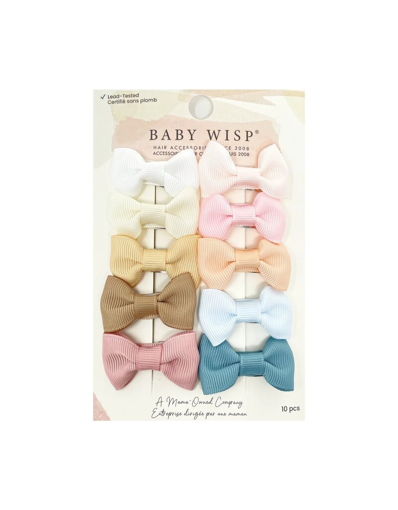 Baby Wisp Tuxedo Bow Snap Clips 10pk - Cielo