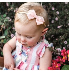Baby Wisp Emma Fabric Bow Newborn Headband, Light Pink