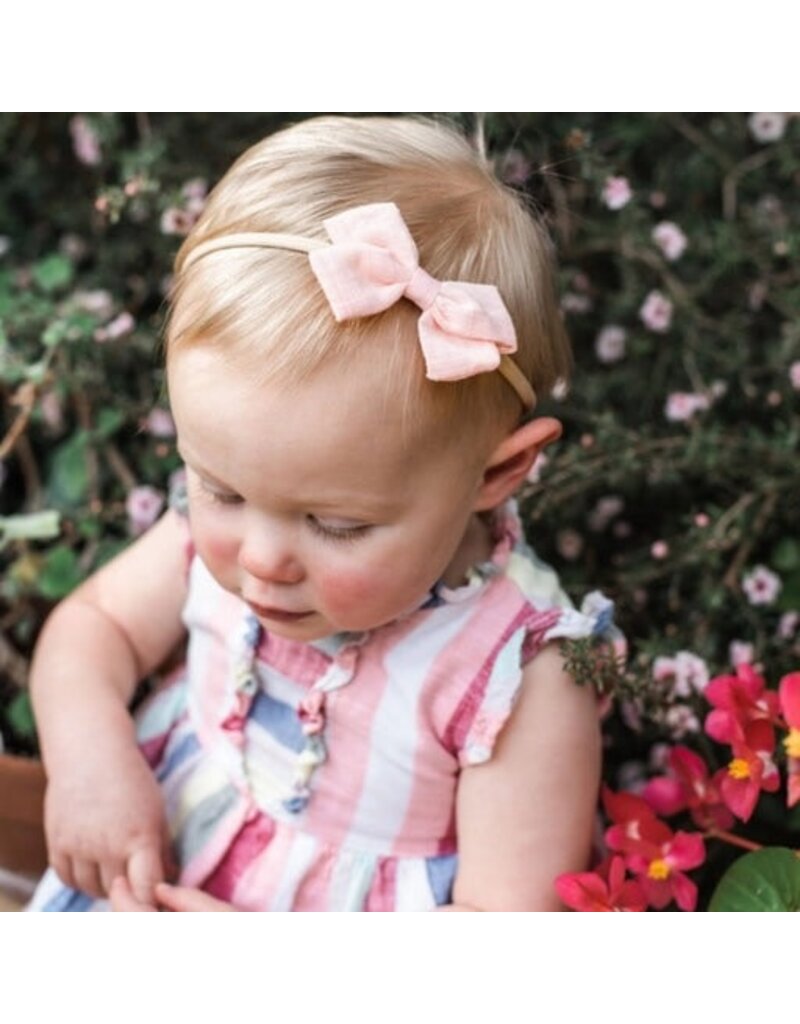 Baby Wisp Emma Fabric Bow Newborn Headband, Light Pink