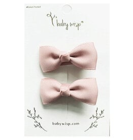 Baby Wisp Diya Ribbon Bow Clip 2pk, Rose-Taupe