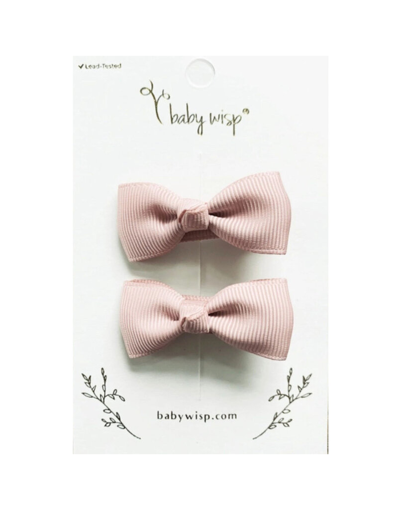 Baby Wisp Diya Ribbon Bow Clip 2pk, Rose-Taupe