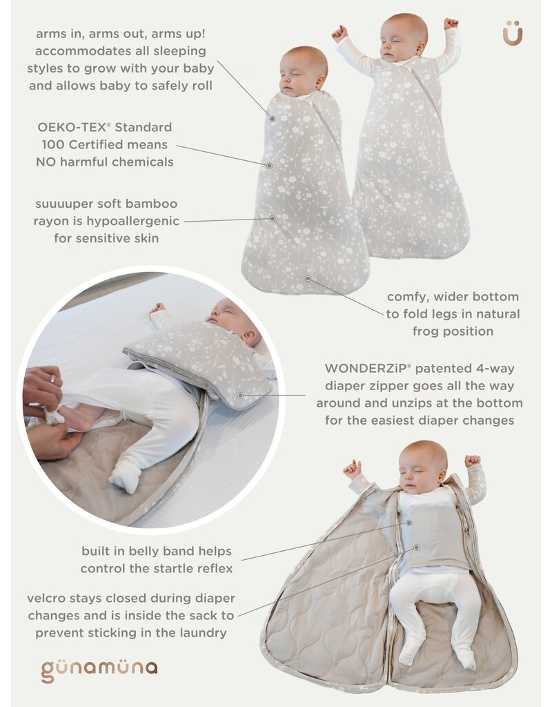 Bamboo Swaddle Sack,  NB-3m, Teddies, 1.0 TOG