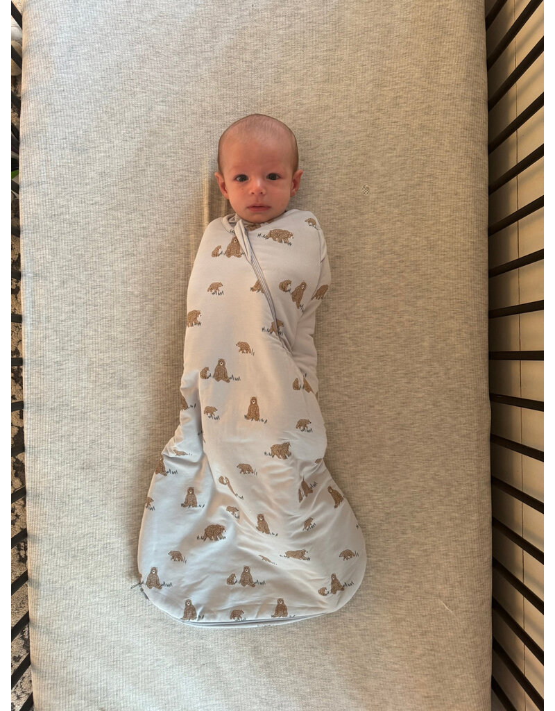 Bamboo Swaddle Sack,  NB-3m, Teddies, 1.0 TOG