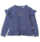 Indigo Butterfly Ruffle Top