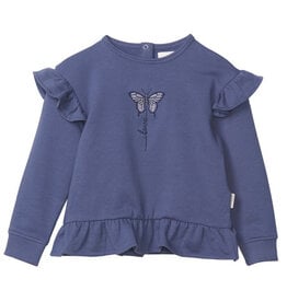 Indigo Butterfly Ruffle Top