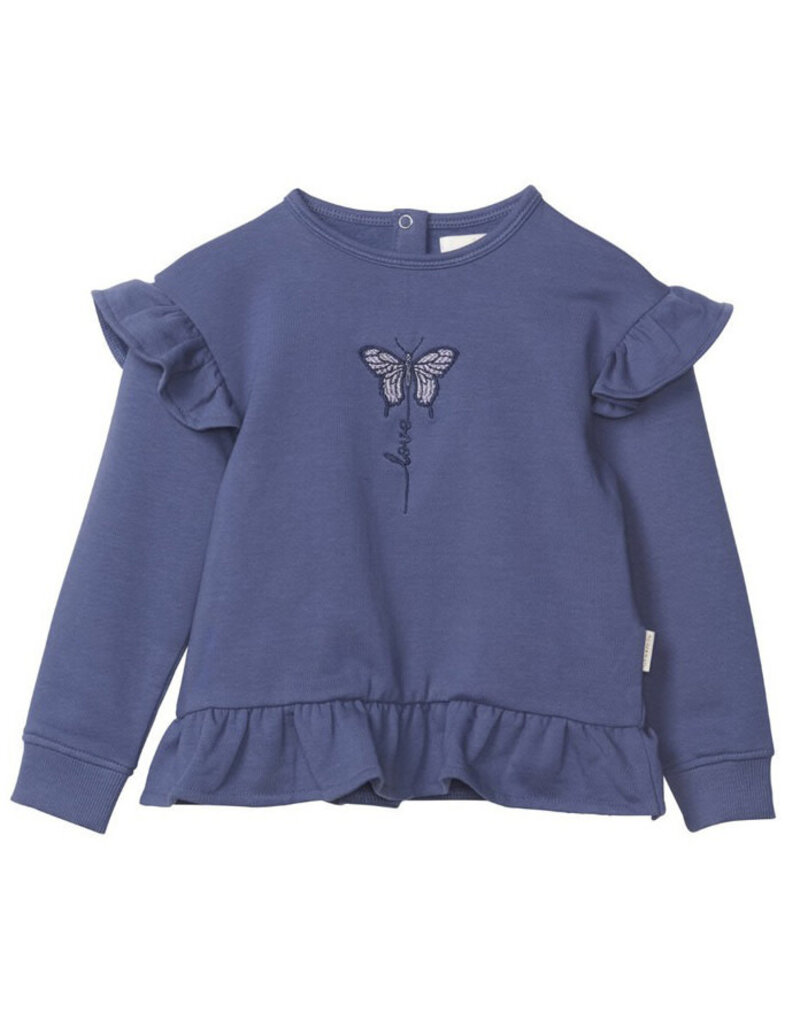Indigo Butterfly Ruffle Top