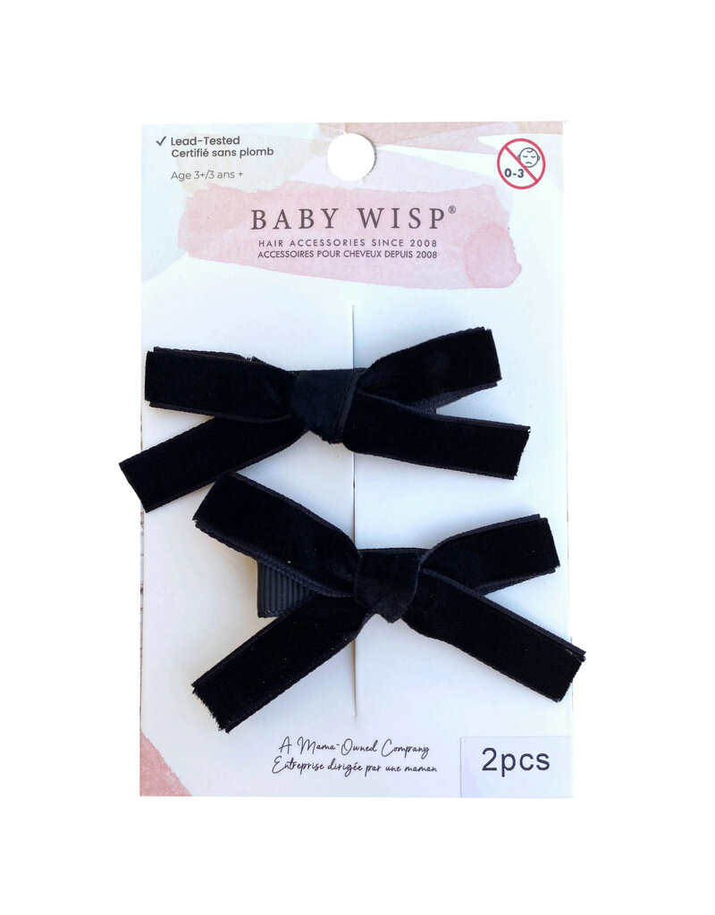 Baby Wisp Velvet Pigtail Pinch Hair Clips - Black