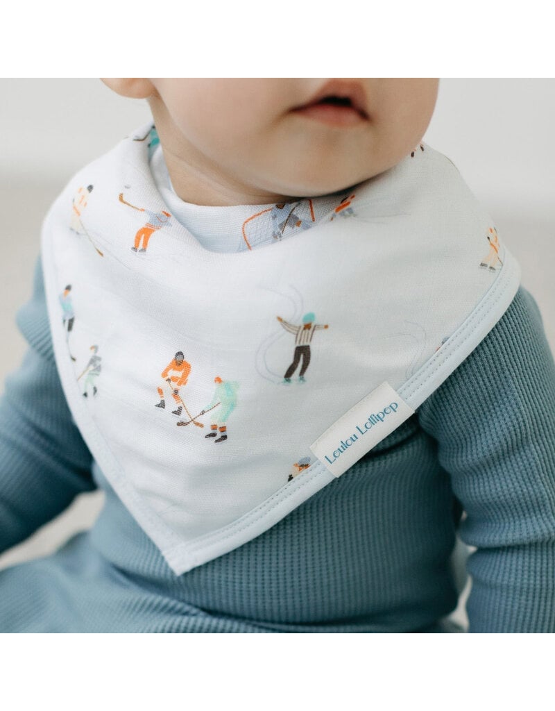Loulou Lollipop Muslin Bandana Bib Set, Ice Hockey, 2pk