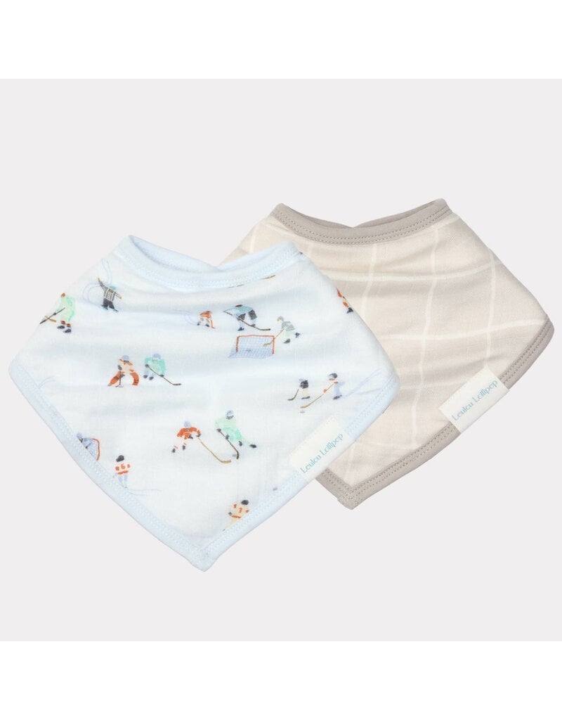 Loulou Lollipop Muslin Bandana Bib Set, Ice Hockey, 2pk