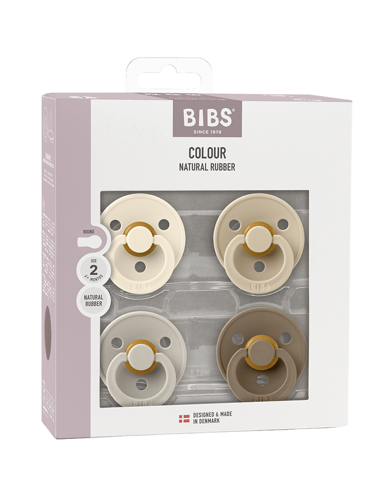 Bibs BIBS Pacifier 4pk 0-6m, Ivory/Sand/Vanilla/Dark Oak