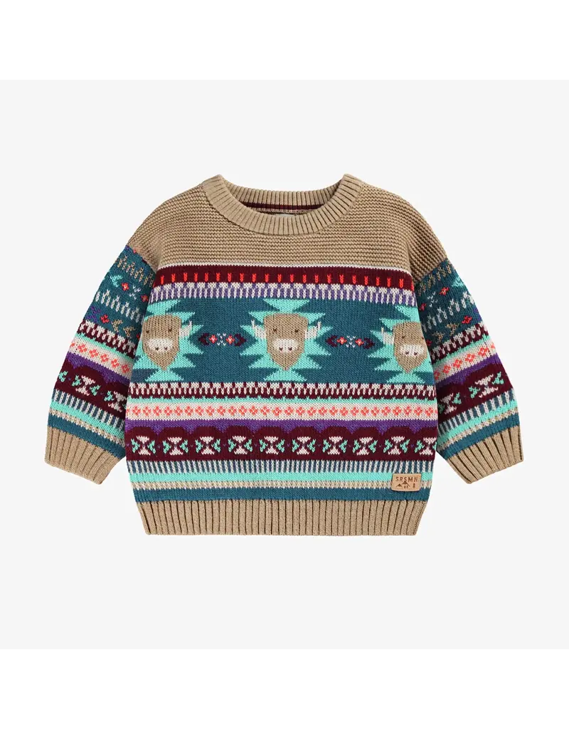 Souris Mini Beige/Blue Toddler Knit Sweater