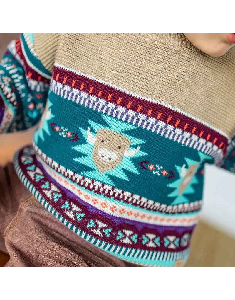 Souris Mini Beige/Blue Toddler Knit Sweater