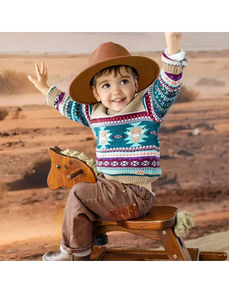 Souris Mini Beige/Blue Toddler Knit Sweater