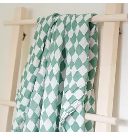 La Petite Ourse Swaddle Blanket - Green Checks