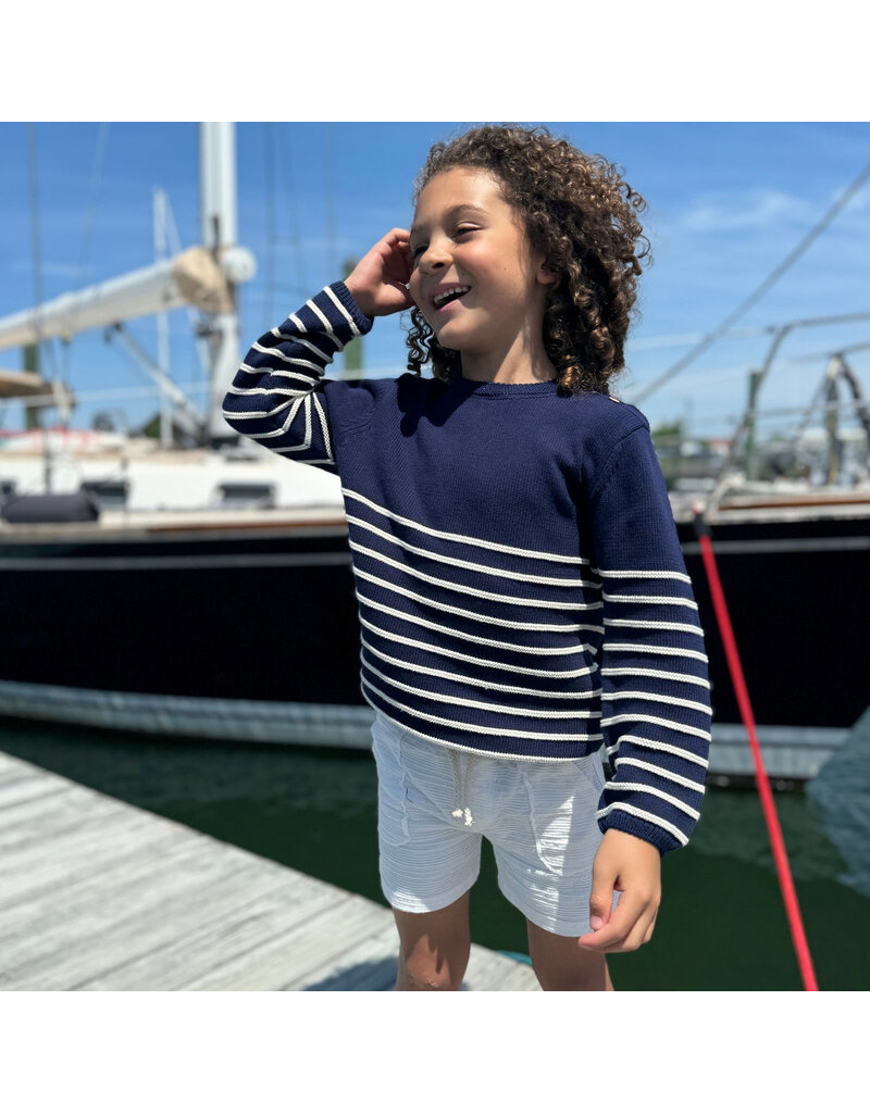 Me & Henry Breton Striped Sweater, Navy/Cream