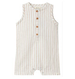Me & Henry Cabin Sleeveless Romper, Beige Stripe