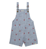 Me & Henry Galleon Woven Baby Overalls Lobster