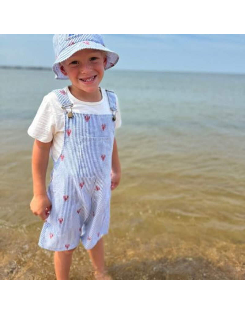 Me & Henry Galleon Woven Baby Overalls Lobster