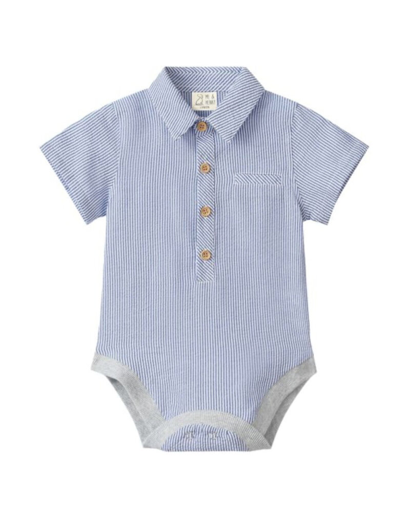 Me & Henry Helford Onesie, Navy Seersucker