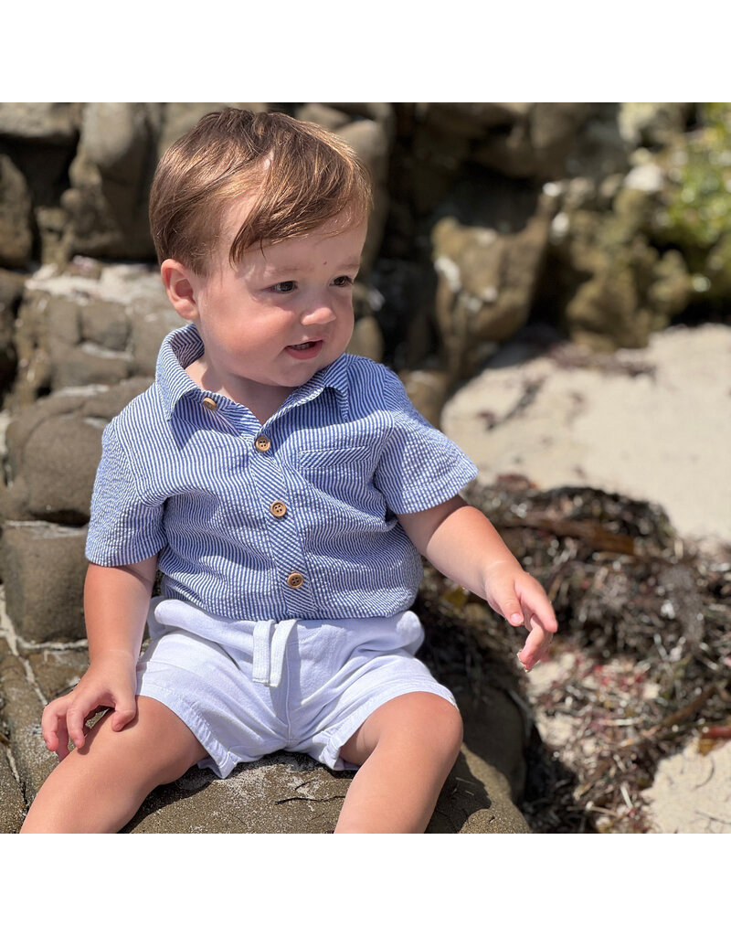 Me & Henry Helford Onesie, Navy Seersucker