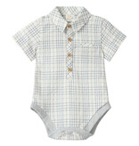 Me & Henry Helford Woven Onesie, Chambray Plaid