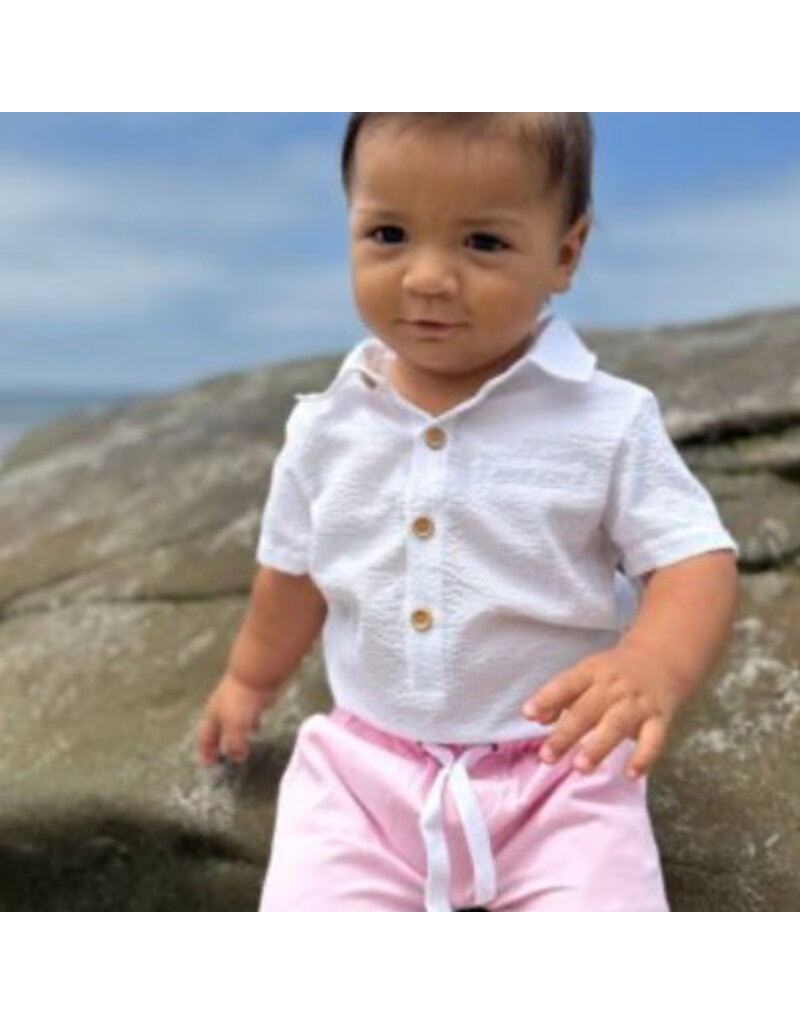 Me & Henry Helford Onesie, White Seersucker